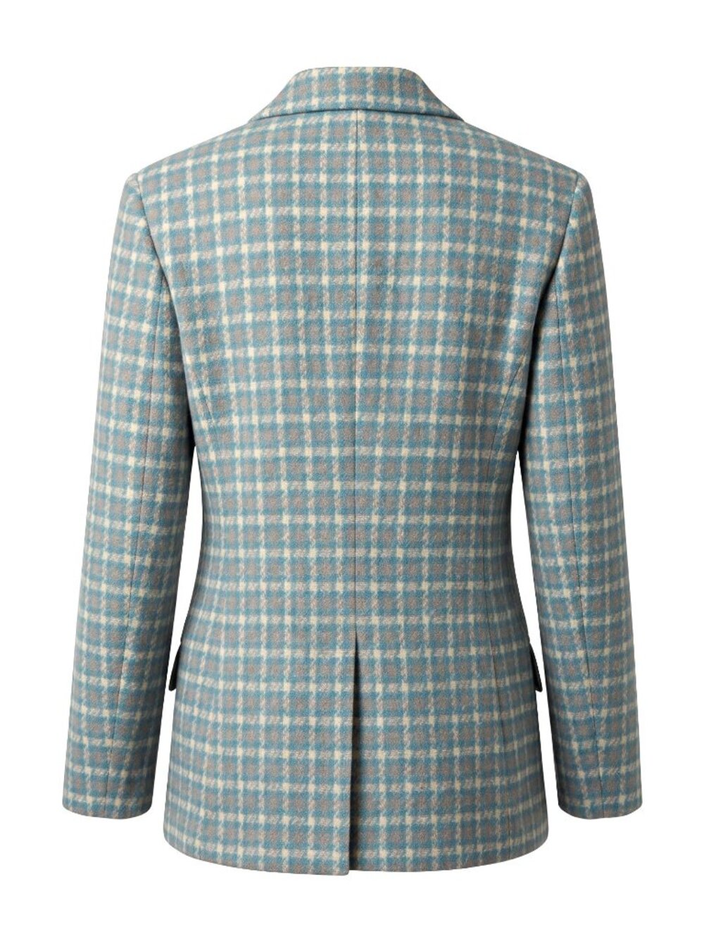 Vintage Pendleton USA Virgin Wool Plaid Blazer Turquoise Cream Womens 6 EUC - Picture 2 of 8